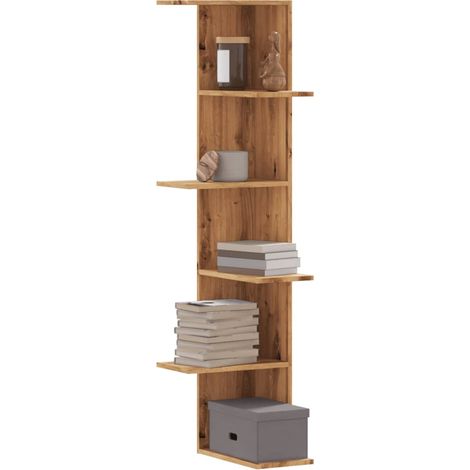 Estantería pared esquina madera roble artisan 36,5x36,5x140 cm vidaXL (1/5)
