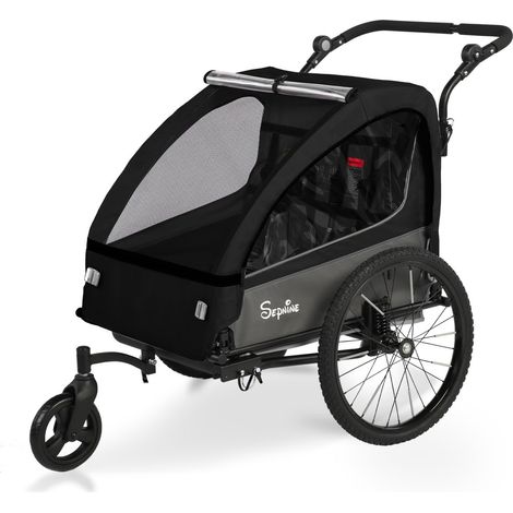 Sepnine BT920 Rimorchio Bicicletta Bambini – 2 Posti, Pieghevole - Nero