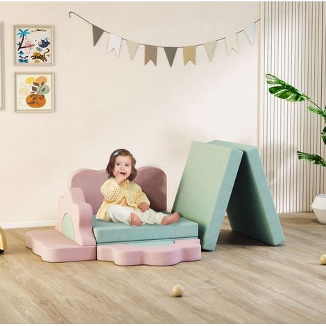 Canape en mousse 12 pièces pour enfants vert HAVRYA (1/3)