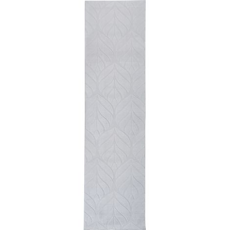 Alfombra de pelo sintético de conejo peluda con motivo de hojas 80 x 300 cm gris claro Mitchell (1/5)