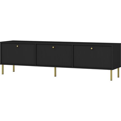 Selsey Oktio - TV-Möbel 3-türig, schwarz-graphit, 180 cm