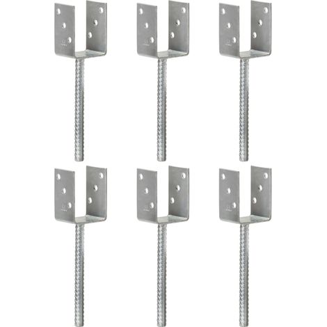 Fence Anchors 6 pcs Silver 7x6x30 cm Galvanised Steel vidaXL
