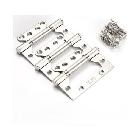 Charnières de porte en acier inoxydable, pour portes d'entrée et portes de chambre à coucher, 100 mm x 38 mm x 2 mm (3 pièces) (1/4)