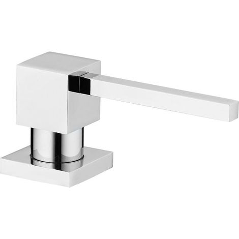 Distributeur de liquide pour évier, finition chromée, installation sur évier (1/3)