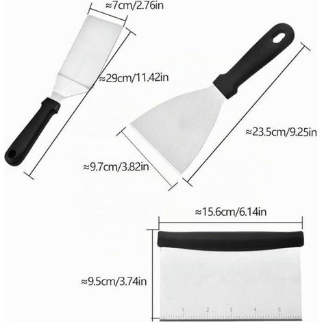 spatule cuisine inox 3 pièces spatule pncha inox en inoxydable ustensiles barbecue avec poignée en, USTENSILE BARBECUE PLANCHA (1/5)