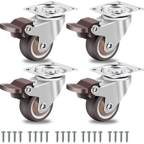 Small 50mm Furniture Casters, 360 Degree Swivel Casters, High Load Capacity, Quiet Solid Rubber Casters, Set of 4 (1/5)