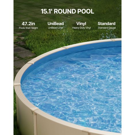 Revêtement de Piscine Ronde, 460x120 cm, Doublure Style Unibead en Vinyle Calibre Standard, Résiste à l'Usure, Rétention d'Eau, pou… (1/5)