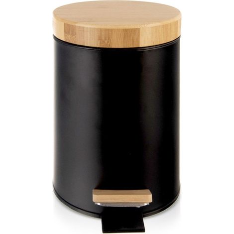 Papelera metalica con pedal negra negro 3 l