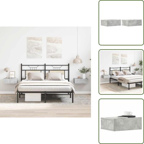 Tables de chevet flottantes 2 pcs Gris béton Bois d'ingénierie - Table De Chevet - Meuble De Chambre - Table De Nuit - Table Murale - Rangement Minimaliste (1/5)
