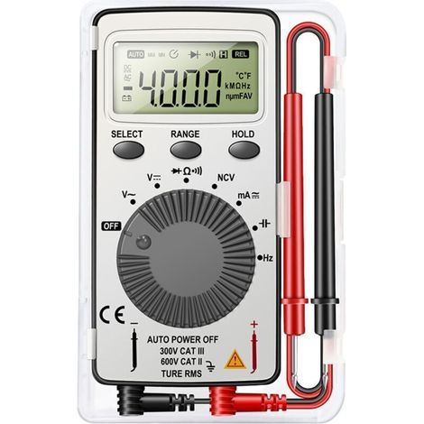 Multimètre Numérique 1999 Points avec Détection de Tension Sans Contact, Écran LCD et Plage Automatique pour Utilisation Domestique (1/5)