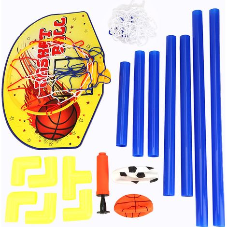 Set de football et basketball 2-en-1 pour enfants, but de football portable, panier avec arceau, jouet sportif extérieur pour garçons et filles. (1/5)