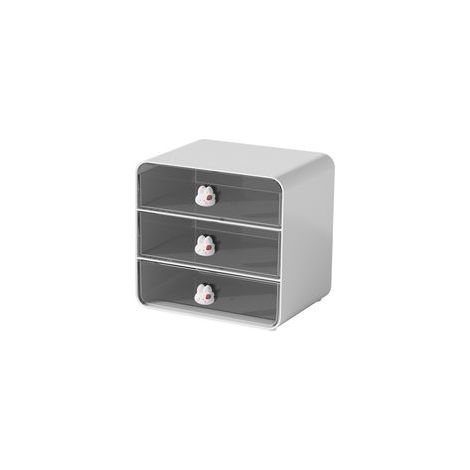 Boîte de bureau en plastique résistant White Rabbit, organiseur de bureau et de coiffeuse avec plateau (1/5)