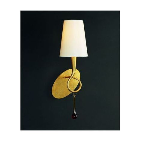 Applique murale decorative interieure e14 metal cristal tissu doreblanc - mantra - paola (1/3)