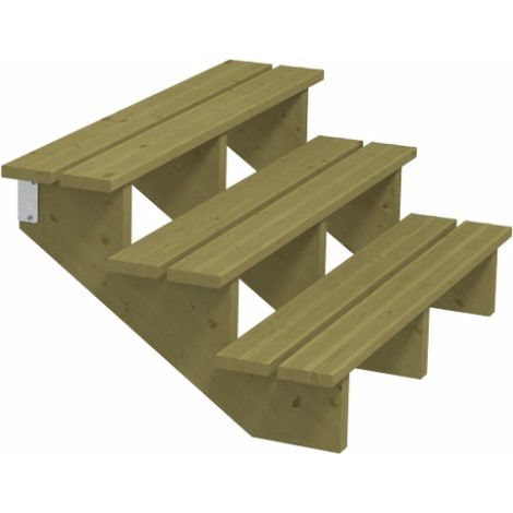 Plus Außentreppe Kiefer 3 Stufen 120 cm breit Außentreppe