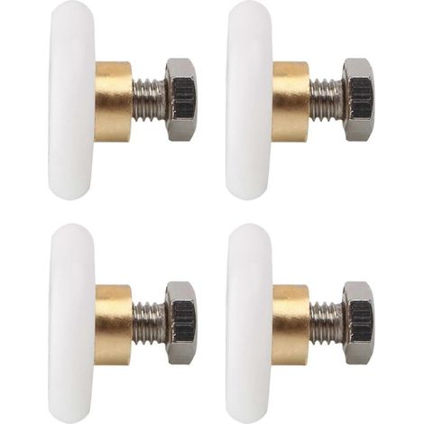 Lot de 4 roulettes pour porte de douche - Roulettes pour porte coulissante - Roulettes pour cabine de douche - Diamètre 19 mm - Pièces de rechange pour salle de bain (1/5)