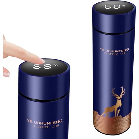 Intelligente, vakuumisolierte Flasche mit Temperaturanzeige, 500 ml (17,6 oz), LCD-Touchscreen, Edelstahl