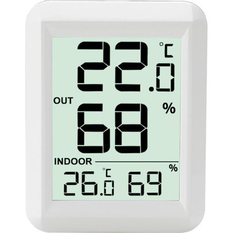 Innen- und Außenthermometer – Digitales Thermometer-Hygrometer mit großem LCD-Display – Vernetztes Thermometer mit C (1/4)