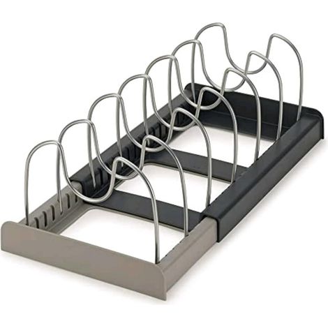 Porta coperchi regolabile  Organizzazione degli armadietti della cucina, del piano di lavoro, scaffale multifunzionale per scolare e organizzare. (1/5)