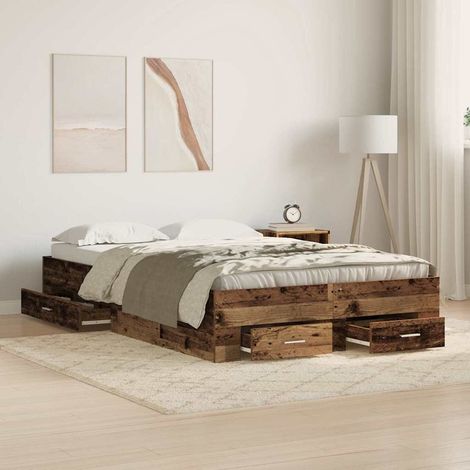 Estructura de cama con cajones Madera vieja 120 x 200 cm