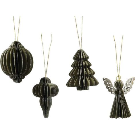 Decoris Addobbi Natalizi in Carta per Albero - Verde - 6 cm