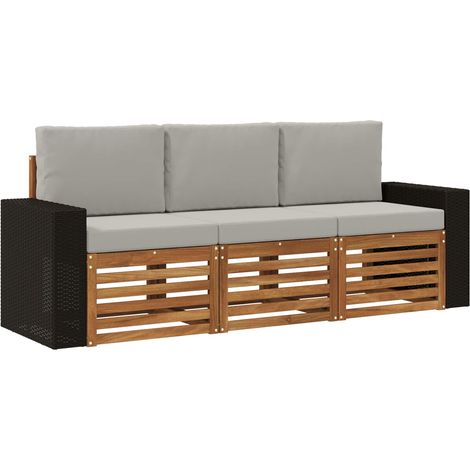 Juegos de sofás con cojín 3 pcs Madera de Acacia Sólida vidaXL