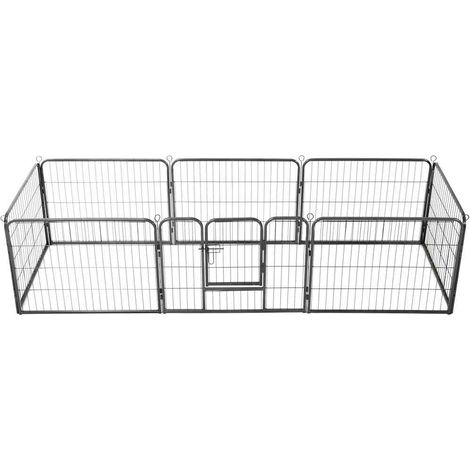 Parc pour chiens 8 panneaux Acier 60 x 80 cm Noir