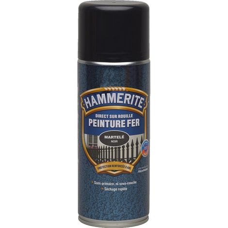 Peinture Fer aérosol Direct sur Rouille - Martelé Noir - 400 ml - Hammerite