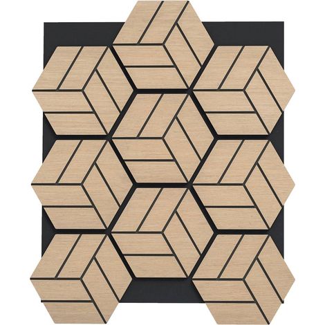 Akustik-Wandpaneele, sechseckiges Holz, schallabsorbierend, 4er-Pack