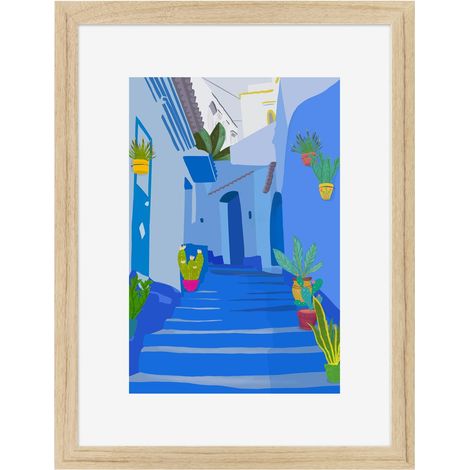 Image encadrée Ruelle 30x40 cm recyclable, visuel imprimé sans solvant - fabriqué en France (1/4)