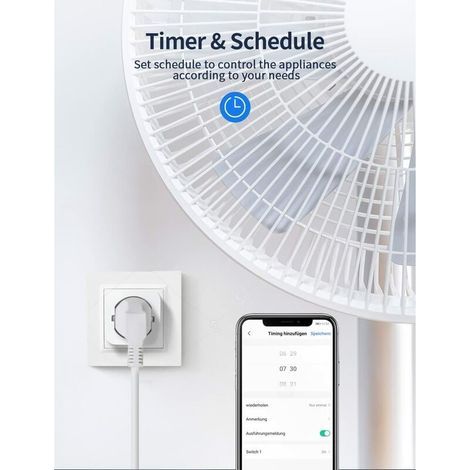 Prise de connexion WiFi, prise intelligente 16A 3680W, compatible avec Alexa Google Home, avec commande vocale et télécommande, prise de minuterie avec fonction minuterie (1 Pack) (1/4)
