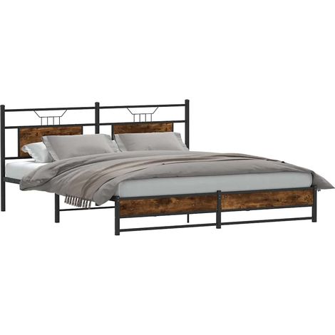 Bettgestell ohne Matratze Räuchereiche 160x200 cm Holzwerkstoff