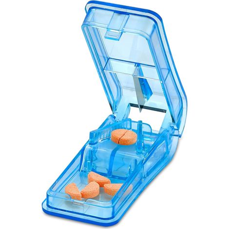 Coupe-Comprimé - Couteau en V pour Couper et Écraser Petits et Gros Cachets - Boîte Transparente pour Fendre vos Pilules et Transporter vos Médicaments (1/5)