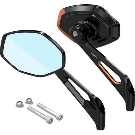 Espejo retrovisor, construcción de aluminio, superficie antirreflejos, color naranja. (1/2)