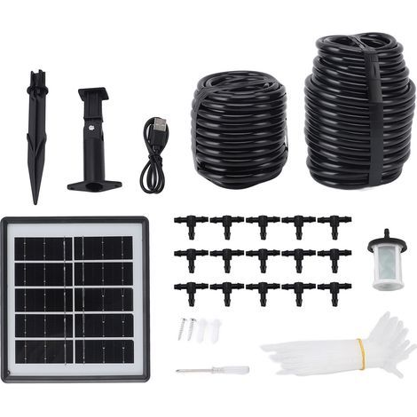 Ortviai Arrosage Automatique Solaire avec Panneau Photovoltaïque, Réservoir Non Nécessaire, Programmable & Écoénergétique (1/5)