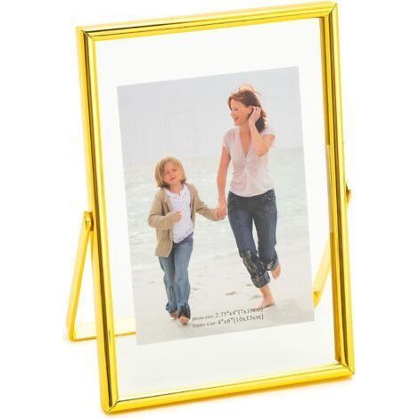 Cadre photo vertical flottant, cadre photo de table, badge porte-jarretelles, décoration de menu/mariage, fête, cérémonie, doré (1/5)