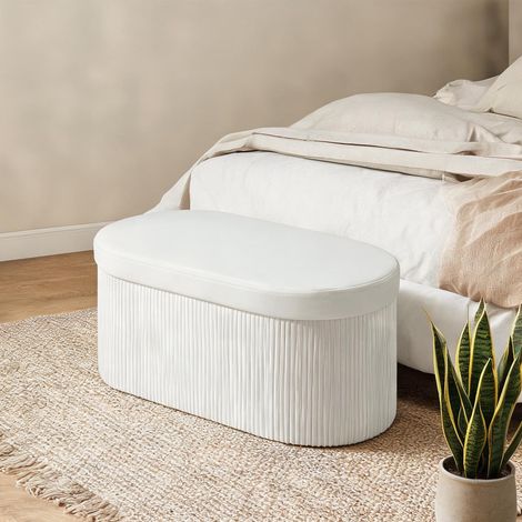 Banc de rangement pliable avec coussin en tissu aspect velours (1/5)
