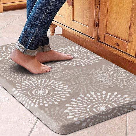 Hot-selling Nordic style light luxury wipeable and washable kitchen floor mat with classic floral pattern, high-end feel, oil-resistant and stain-resistant - Chrysanthemum - Beige woven texture, slopi