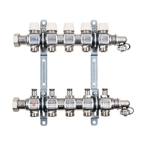 Kermi x-net Verteiler 1'' Standard-8 für 8 Kreise, Baulänge 470 mm, SFV08001000