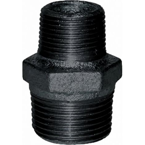 Reduzierter Nippel 50x60 / 33x42, doppeltes Außengewinde schwarz