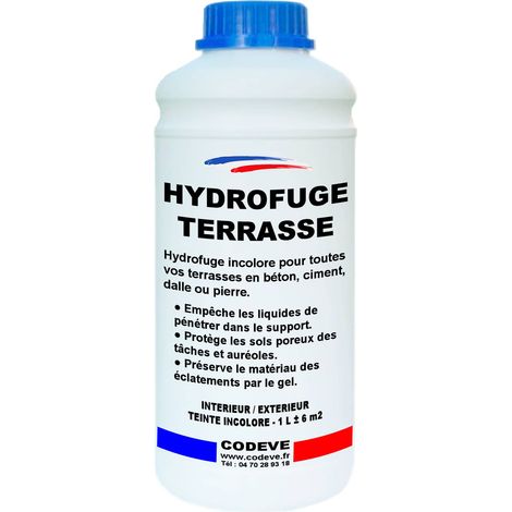 Codève Bois – Hydrofuge terrasse 1 L – Incolore pour travertin, béton, ciment, pierre – Protection contre les tâches et éclatements