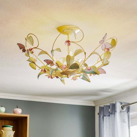 [NEUWERTIG] B-Ware Deckenlampe BUTTERFLY LED 3-flammig dimmbar creme grün rosé Ø 64 cm Edelstahl (1/2)