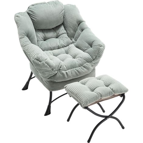 Lounge-Sessel mit Fußstütze, Armlehnen und Seitentasche, hellgrün (1/5)