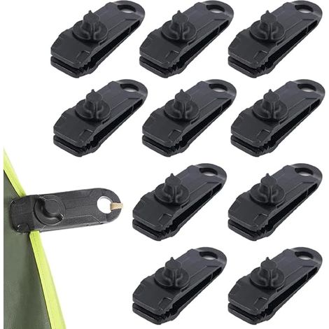 10 Stück robuste Multifunktions-Befestigungsklammer, Zeltplane, Klemme für und Gewächshaus, Automarkise, Wohnwagen, Sicherungsklammern, Schwimmbadbefestigung, Kunststoffklammer für Schattentuch (schwa (1/5)