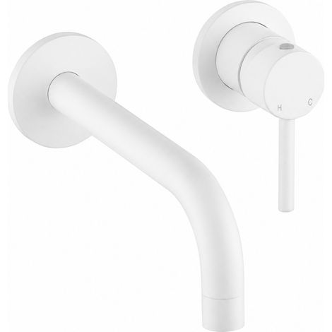 Miscelatore lavabo a parete in colore bianco opaco linea moderna Pollini Jessy MXLIMCMM3BO  Bianco opaco