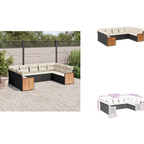 Salon de jardin 9 pcs avec coussins noir résine tressée - Salon De Jardin - Meuble Extérieur - Résine Tressée - Rotin Synthétique - Mobilier De Jardin (1/3)