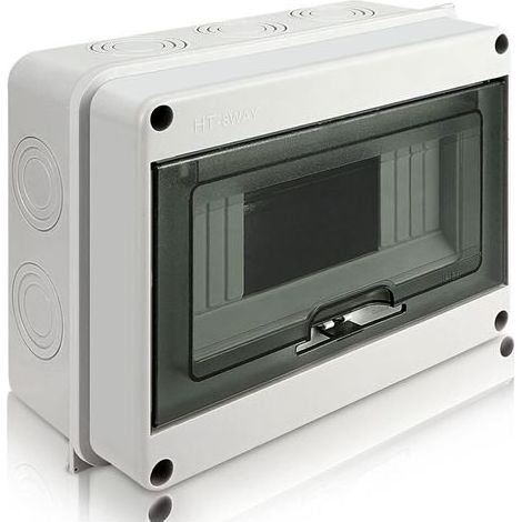 Coffret Électrique Étanche IP65 - Boîtier De Jonction Extérieur En Polycarbonate Et ABS - Pour Installation Solaire Et Station De Recharge - 1 Rangée 8 Modules (1/5)