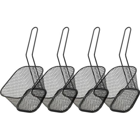4-teiliges Edelstahl-Sieb zum Frittieren, Kochkorb für Pommes frites und andere Speisen, schwarzes Küchenaccessoire (1/5)