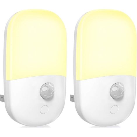 Veilleuse LED à intensité variable avec détecteur de mouvement, blanc chaud et doux, luminosité réglable, pour chambre, salle de bain, cuisine, couloir, escalier, lot de 2 (1/5)