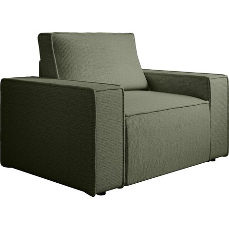 Fauteuil en tissu texturé vert AMELIA