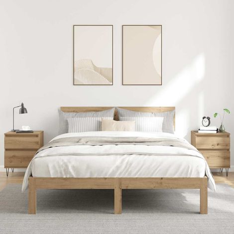 Lot de 2 tables de chevet avec tiroir et porte, chêne artisanal, 40 x 35 x 50 cm - PANGIVO (1/5)